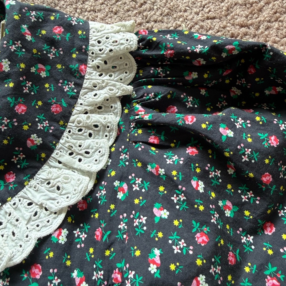 DOEN lisette mini dress montpellier floral small multicolor floral lace collar - Picture 4 of 8